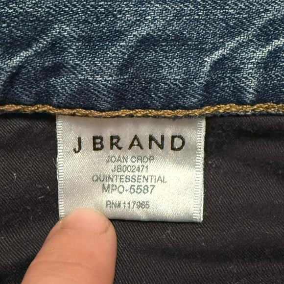 J Brand Joan Crop Jeans Wide Leg Ankle Length Blue Denim Gold Stripe USA Size 27 - Picture 5 of 12